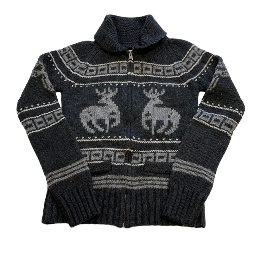 TNA Aritiza Sea To Sky Intarsia Lambswool Reindeer Cardigan - Size Small